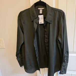 H&M Dark Green Casual Button Down Shirt